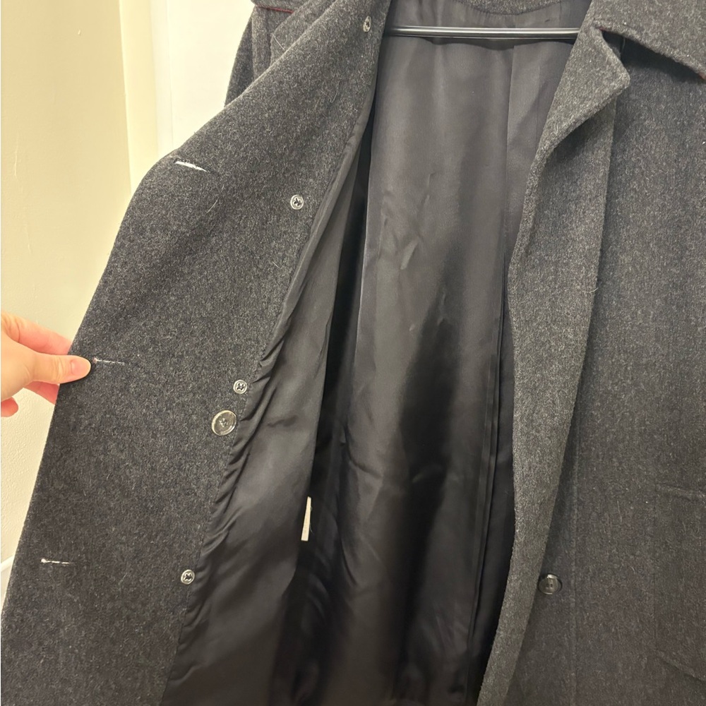 VTG Mackintosh of New England Wool Pea Coat Women 8 Gray Red Trim Made in USA 8 - Picture 5 of 7